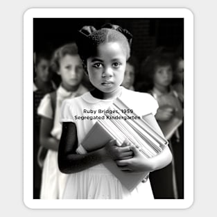 Black History Month: Ruby Bridges, A Journey Beyond the School Doors on a Dark Background Sticker